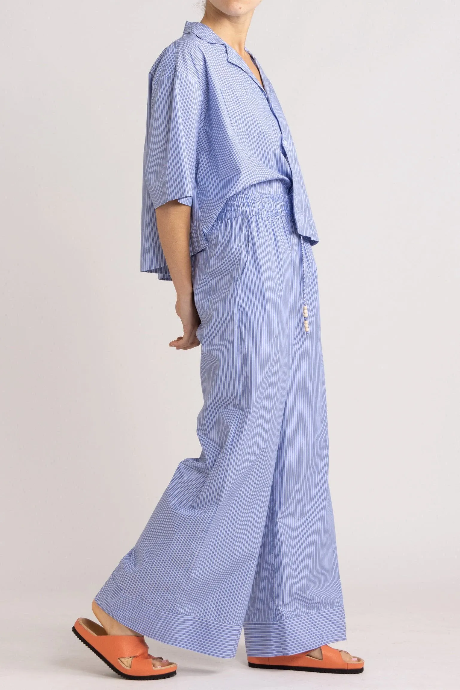 Jemima Blue Stripe Cropped Shirt