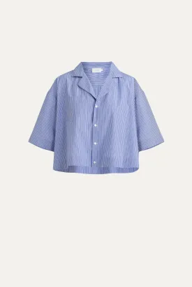 Jemima Blue Stripe Cropped Shirt