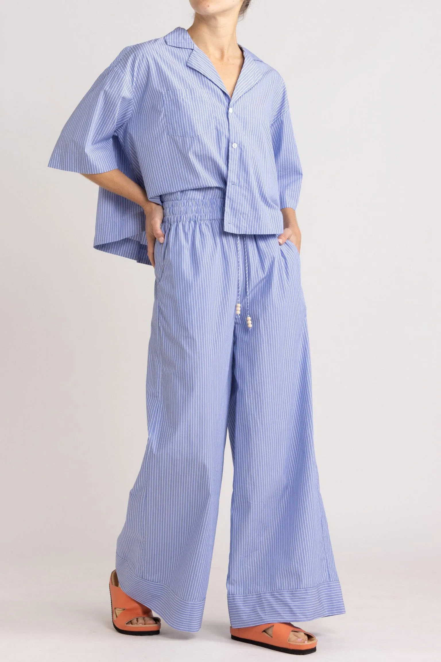 Jemima Blue Stripe Cropped Shirt