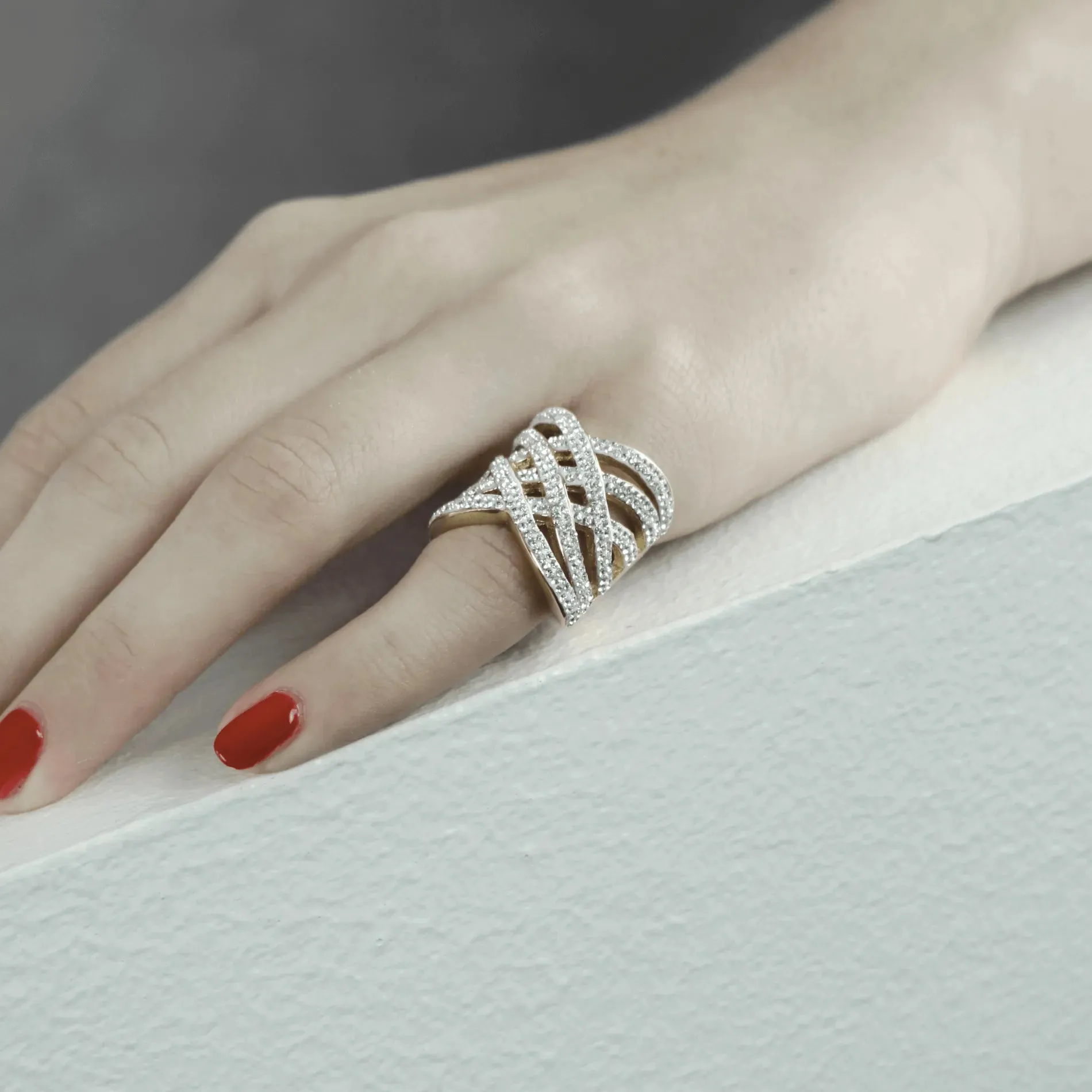 Joy Waterproof Statement CZ Ring 18K Gold Plating