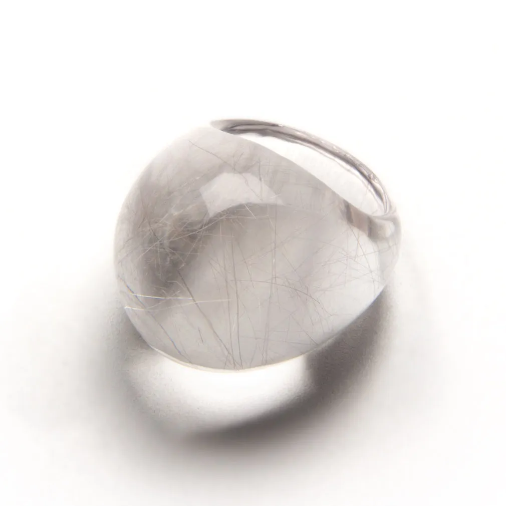 June Cream - Rutilated Quartz Bombe` Ring