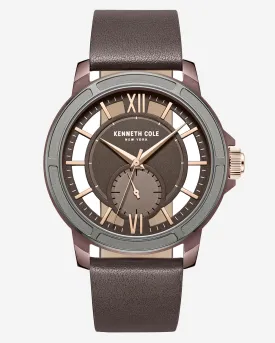 Two-Tone Brown Leather Transparency Watch by Kenneth Cole New York