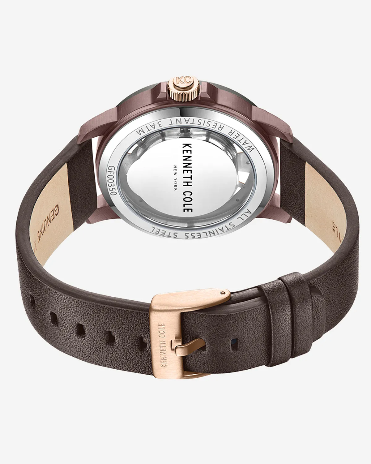 Two-Tone Brown Leather Transparency Watch by Kenneth Cole New York