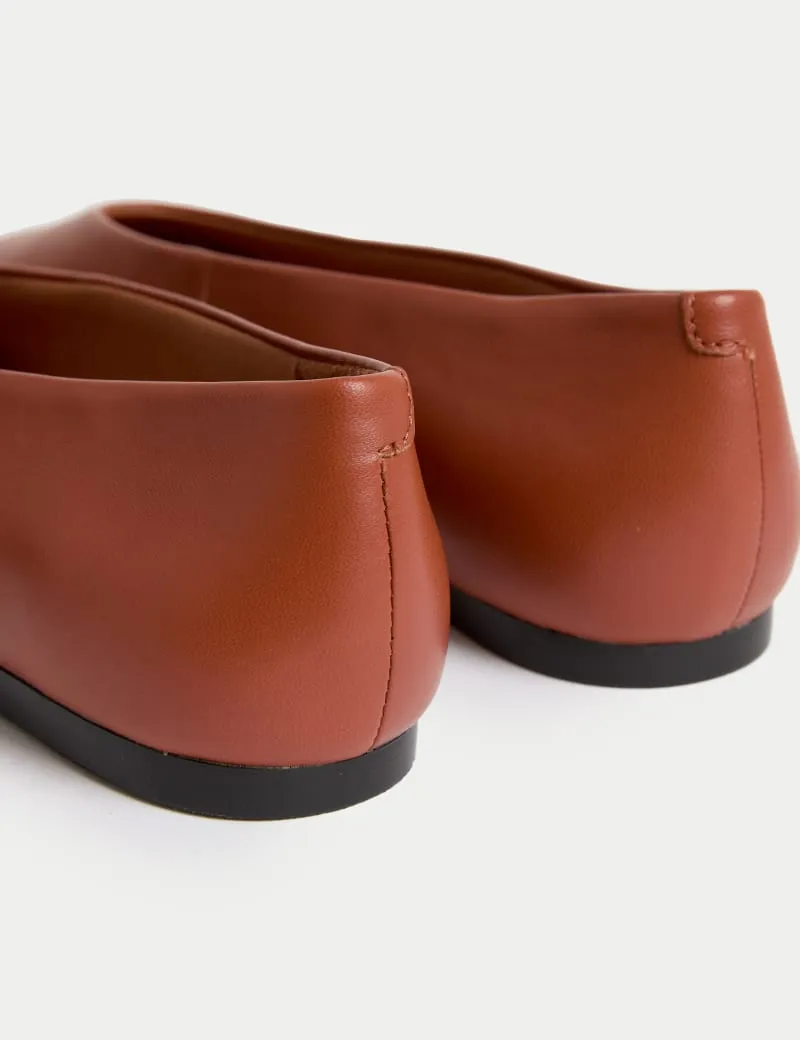 Leather Slip On Flat Ballet Pumps