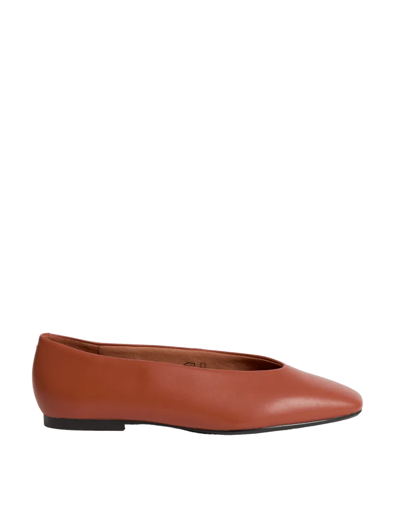 Leather Slip On Flat Ballet Pumps