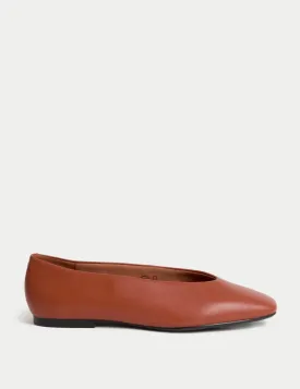Leather Slip On Flat Ballet Pumps