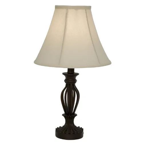 LIGHT ACCENTS, TABLE LAMP 18.5 INCHES HEIGHT, TRADITIONAL IRON SCROLLWORK TABLE LAMP, BRONZE