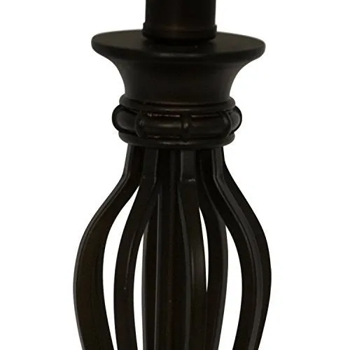 LIGHT ACCENTS, TABLE LAMP 18.5 INCHES HEIGHT, TRADITIONAL IRON SCROLLWORK TABLE LAMP, BRONZE