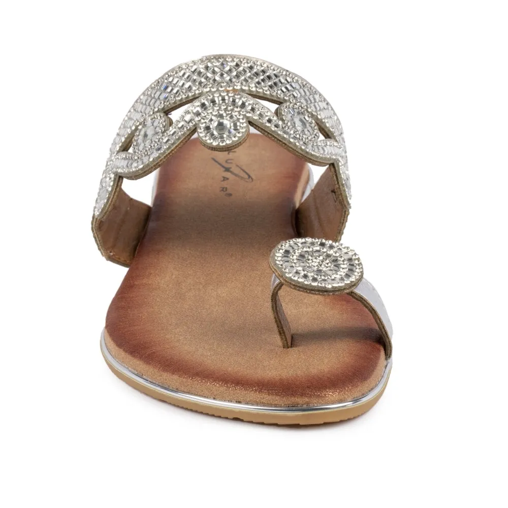 Lunar JLH265 SL Lynn Silver Toe Loop Sandal