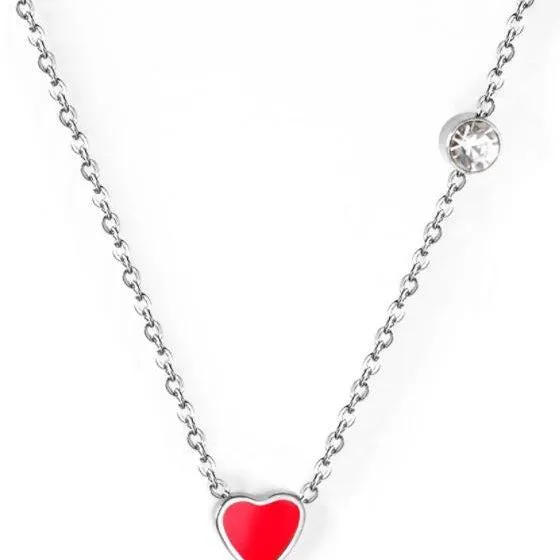 Mandy Dainty Red Enamel Heart Necklace