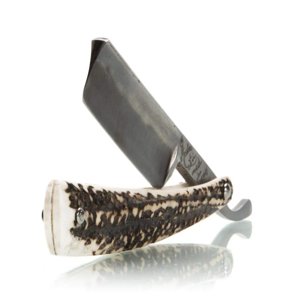 Mastro Livi Ram's Horn Damascus Straight Razor & Paddle Strop