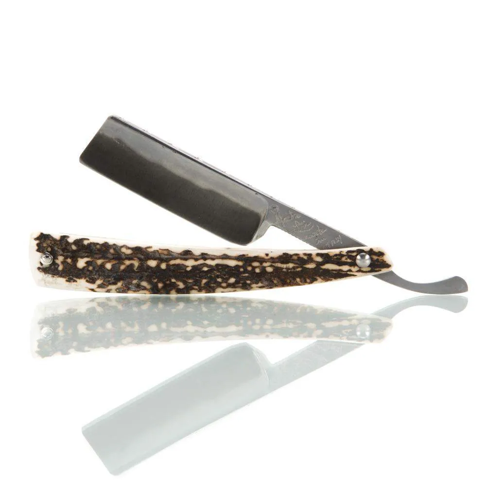 Mastro Livi Ram's Horn Damascus Straight Razor & Paddle Strop