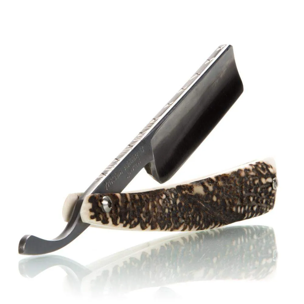 Mastro Livi Ram's Horn Damascus Straight Razor & Paddle Strop