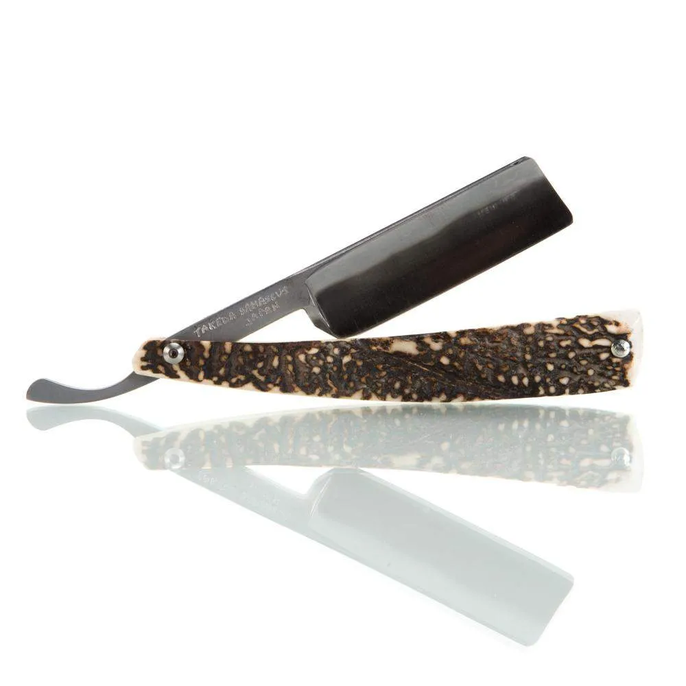 Mastro Livi Ram's Horn Damascus Straight Razor & Paddle Strop
