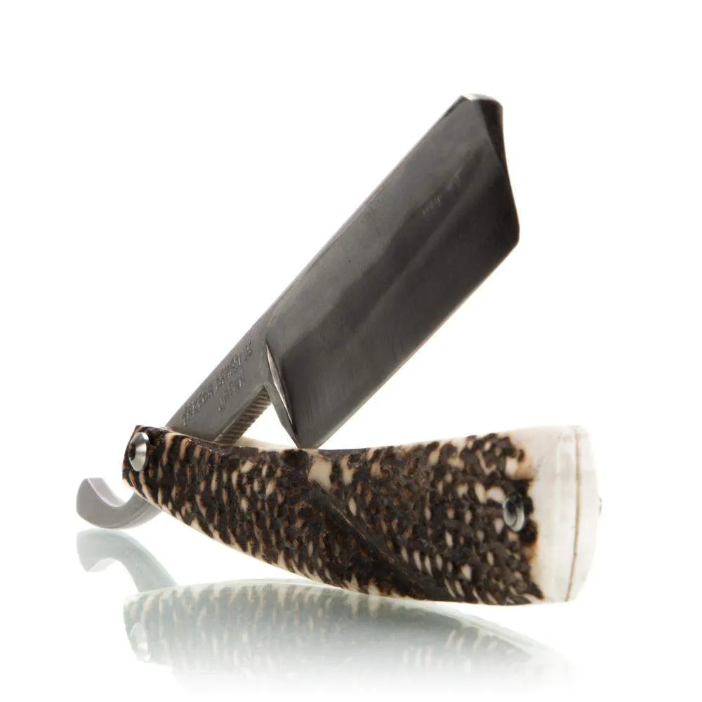 Mastro Livi Ram's Horn Damascus Straight Razor & Paddle Strop