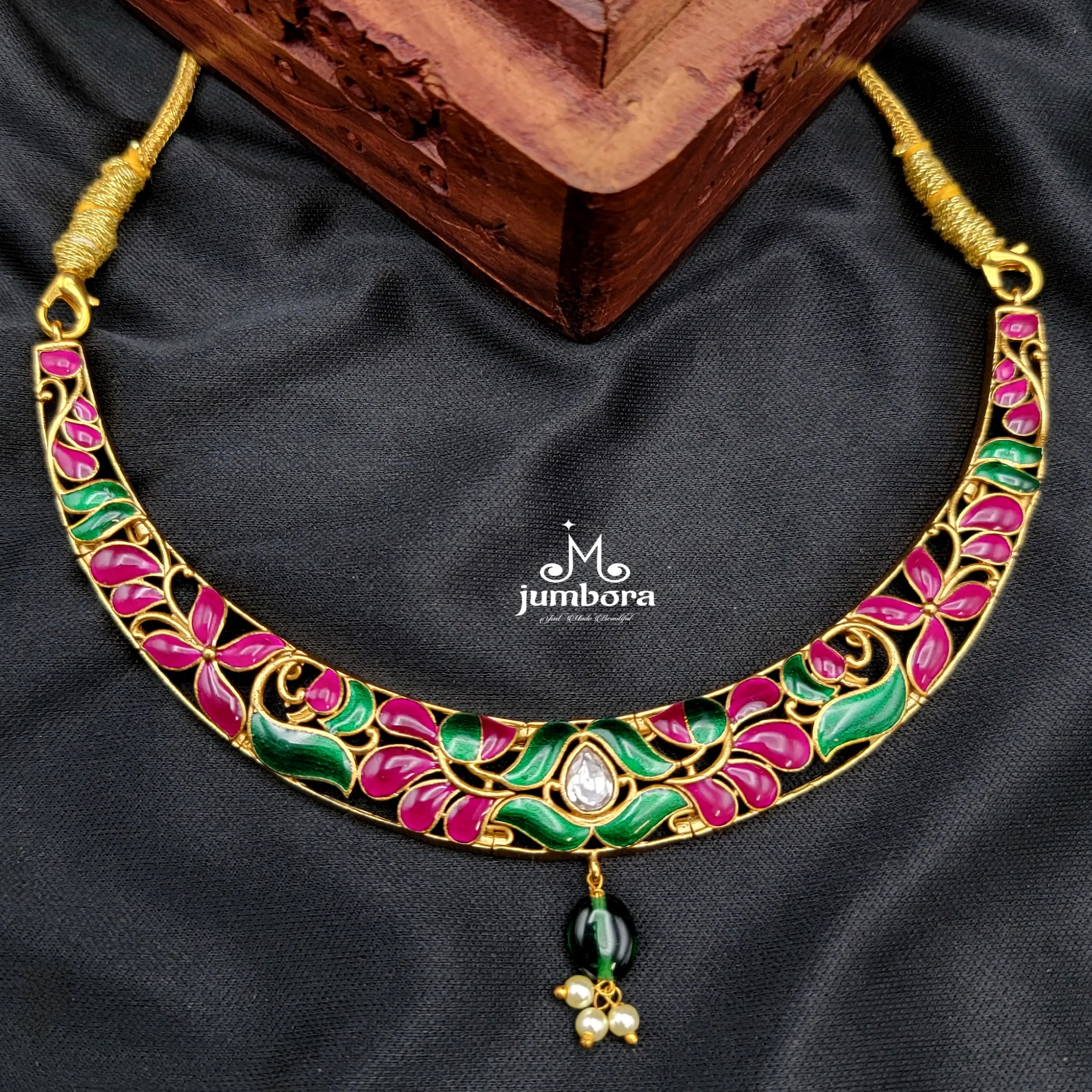Meenakari Enamel Work Kundan Necklace Set