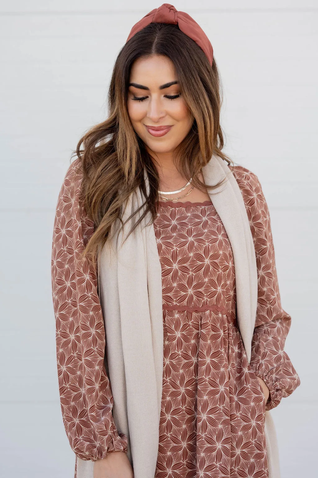 Mosaic Floral Midi Dress