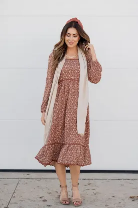 Mosaic Floral Midi Dress
