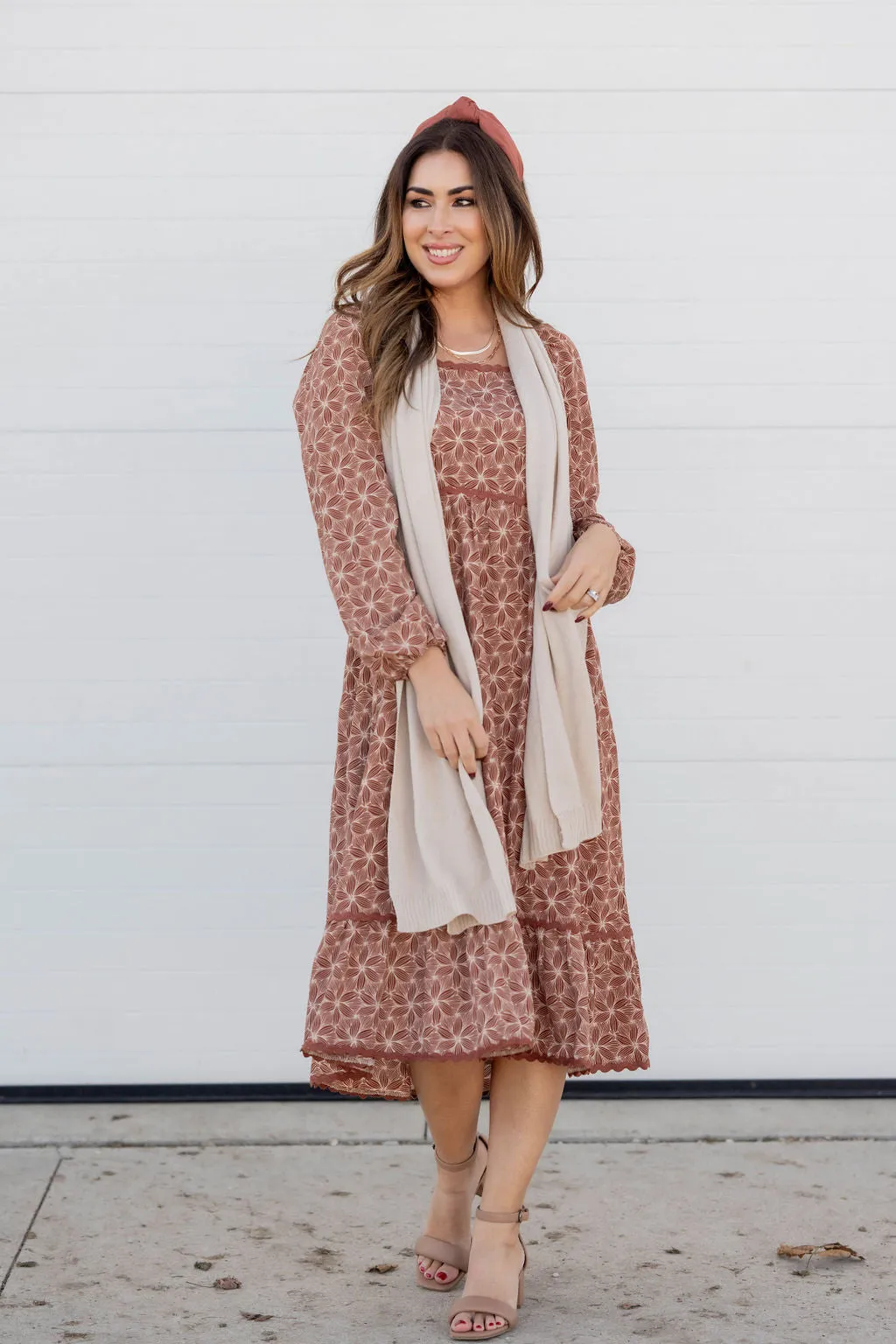 Mosaic Floral Midi Dress