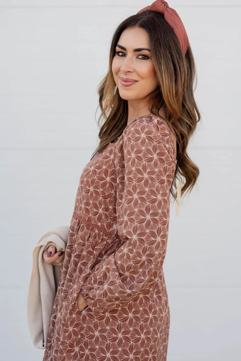 Mosaic Floral Midi Dress