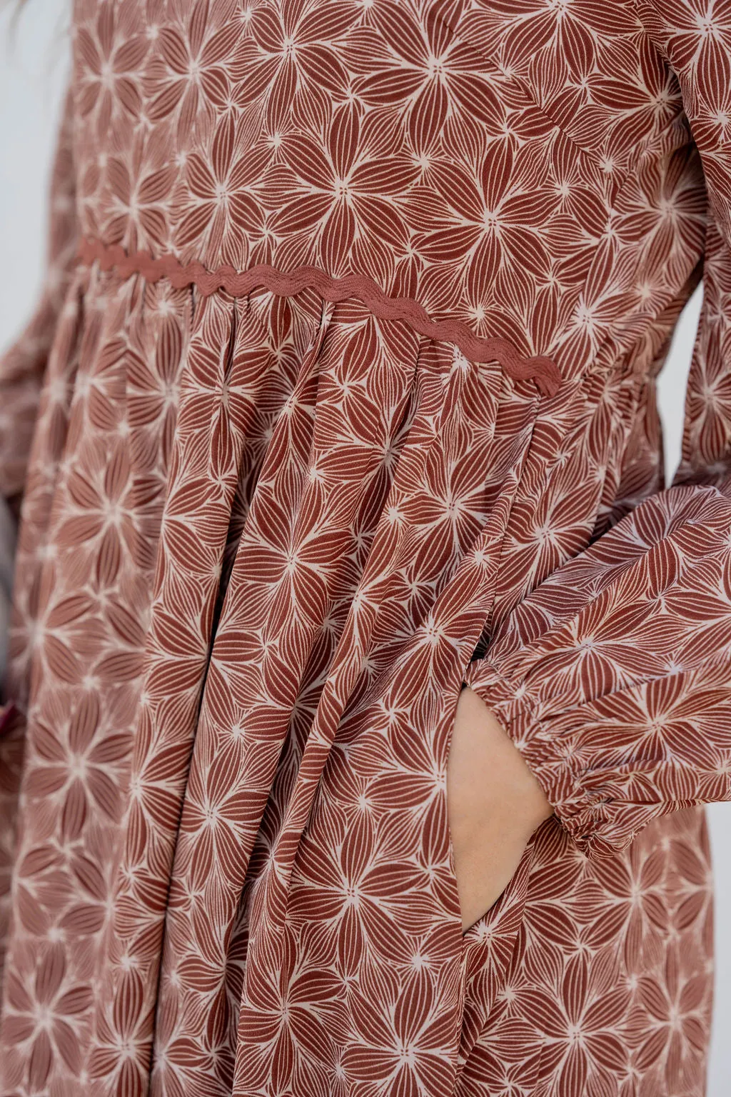 Mosaic Floral Midi Dress