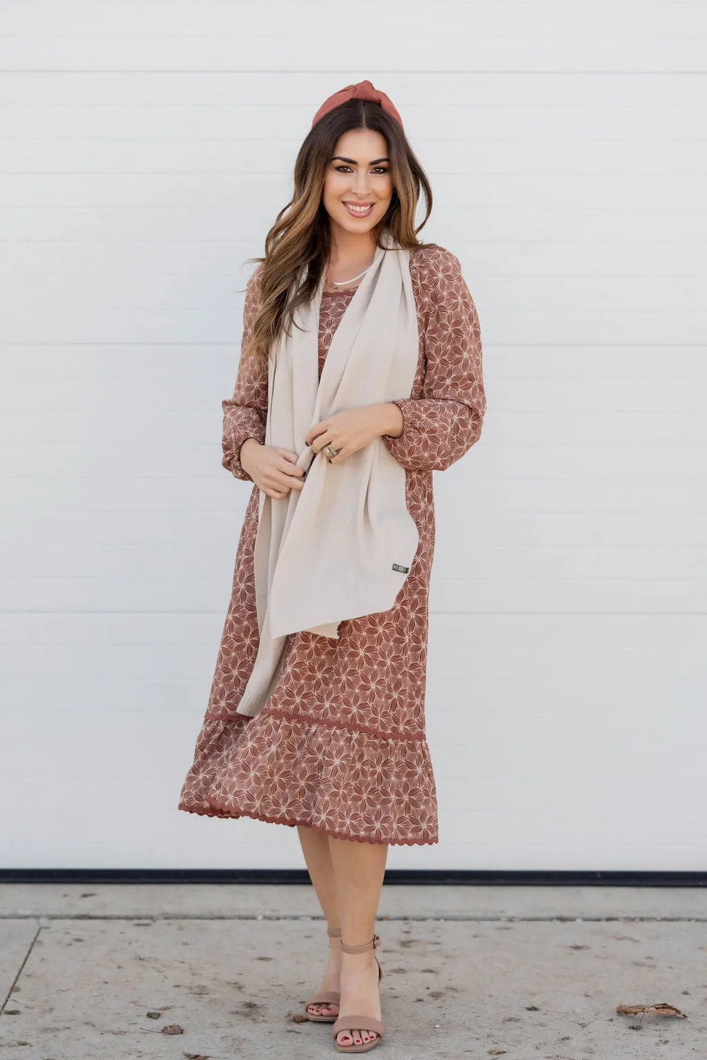 Mosaic Floral Midi Dress