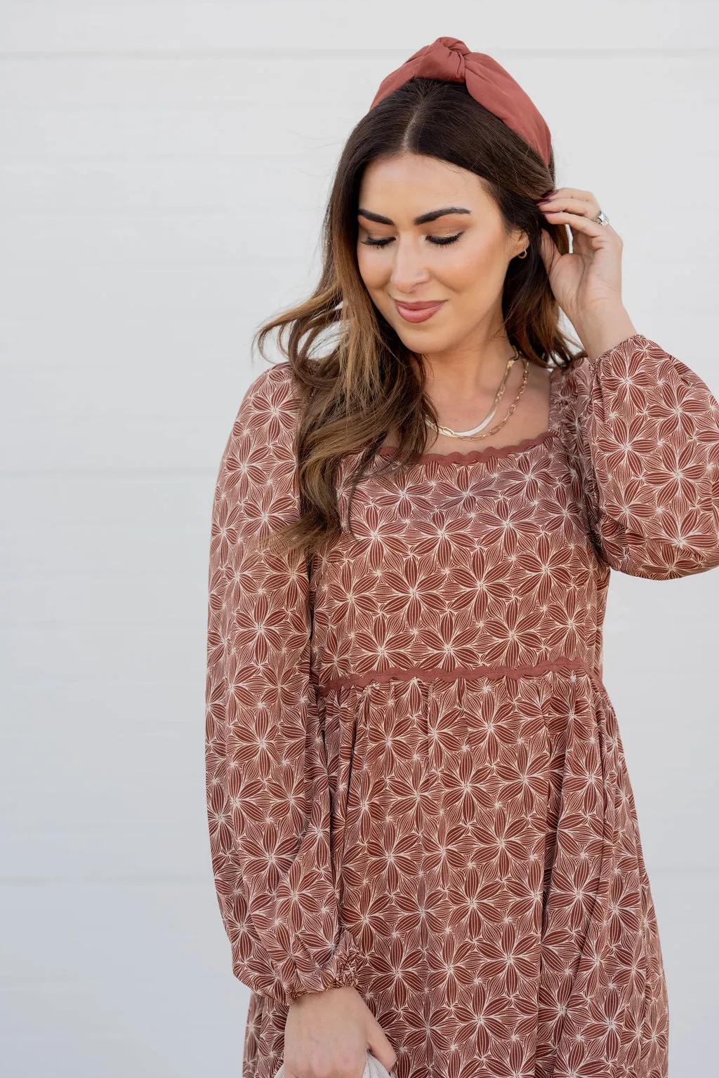 Mosaic Floral Midi Dress