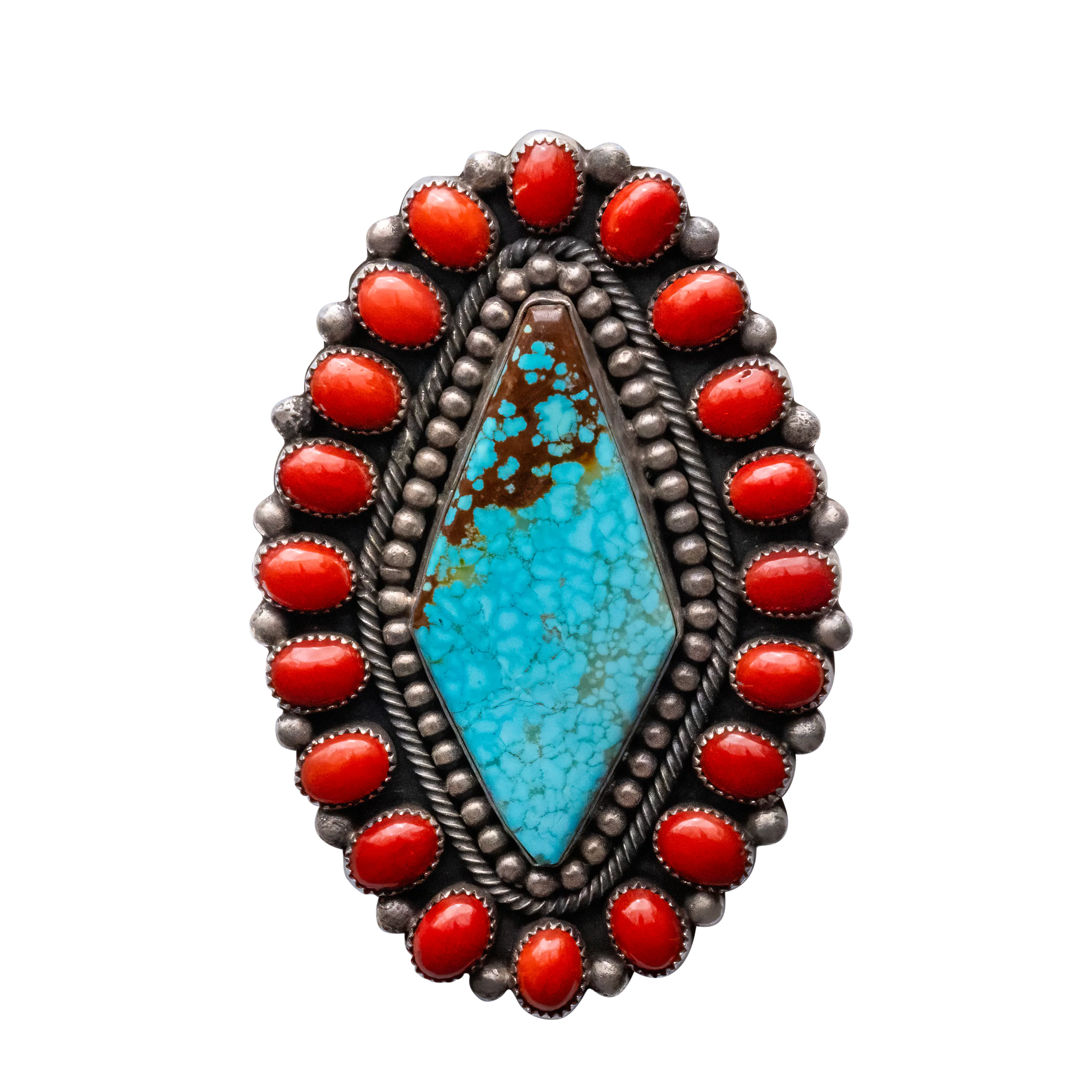 Number Eight Turquoise & Coral Ring | Hemerson Brown