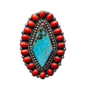 Number Eight Turquoise & Coral Ring | Hemerson Brown