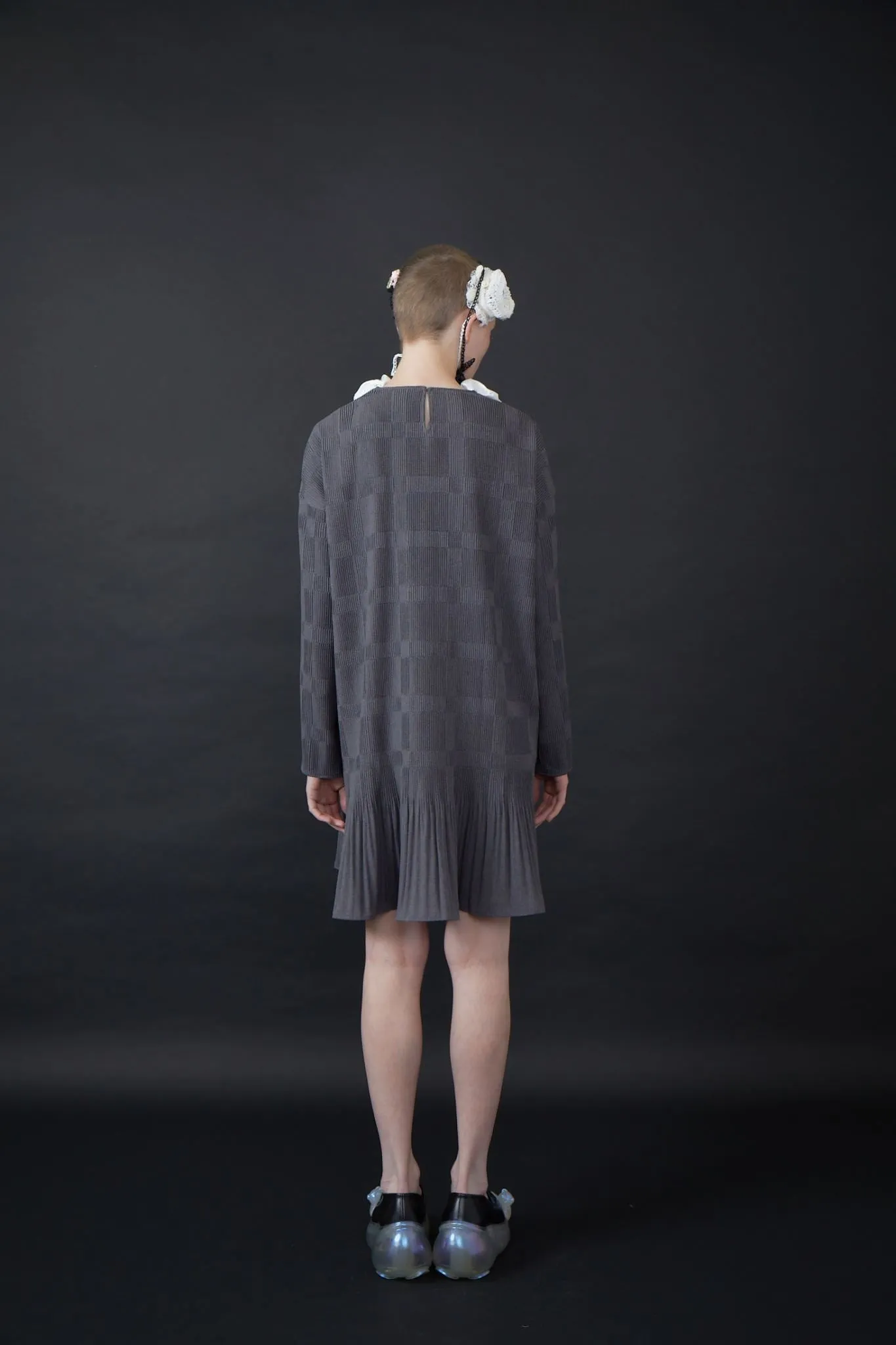 Panty Collar Attach Dress / Gray white