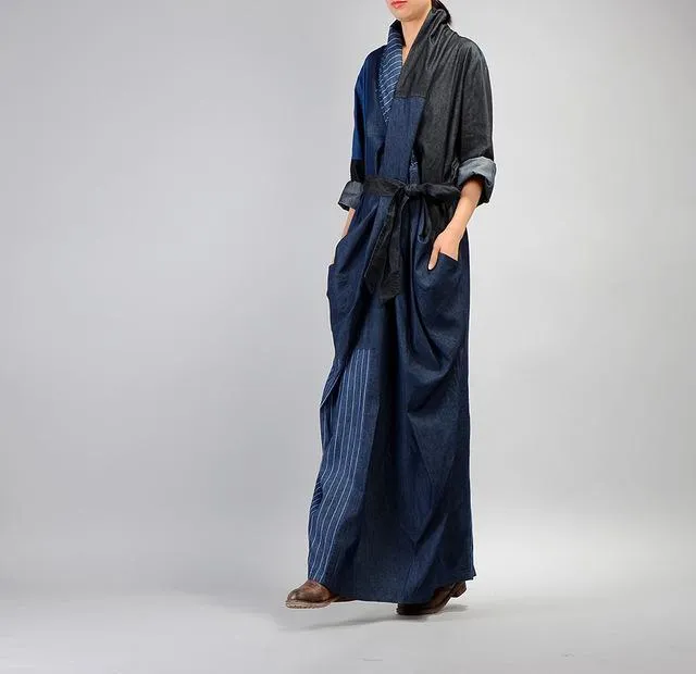 Patchwork Long Denim Pencil Dress | Nirvana
