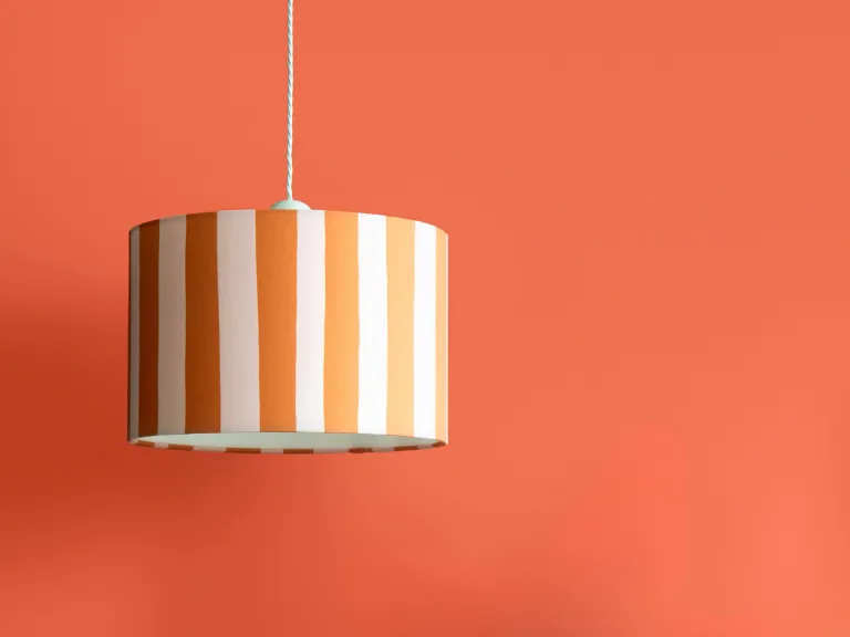 Pink & orange stripe printed shade
