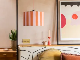 Pink & orange stripe printed shade
