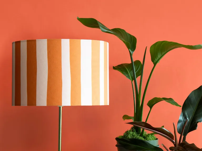 Pink & orange stripe printed shade