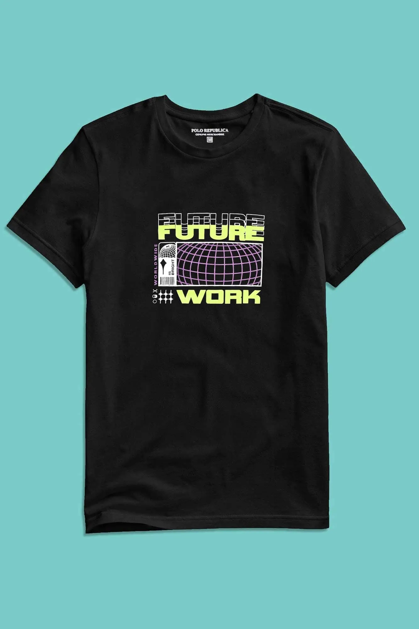 Polo Republica Men's Future Work Printed Crew Neck Tee Shirt