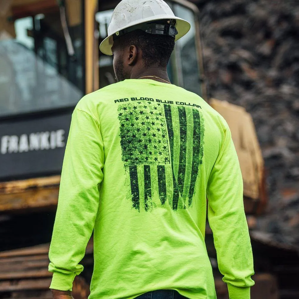 Red Blood Blue Collar® Long Sleeve - Safety Green