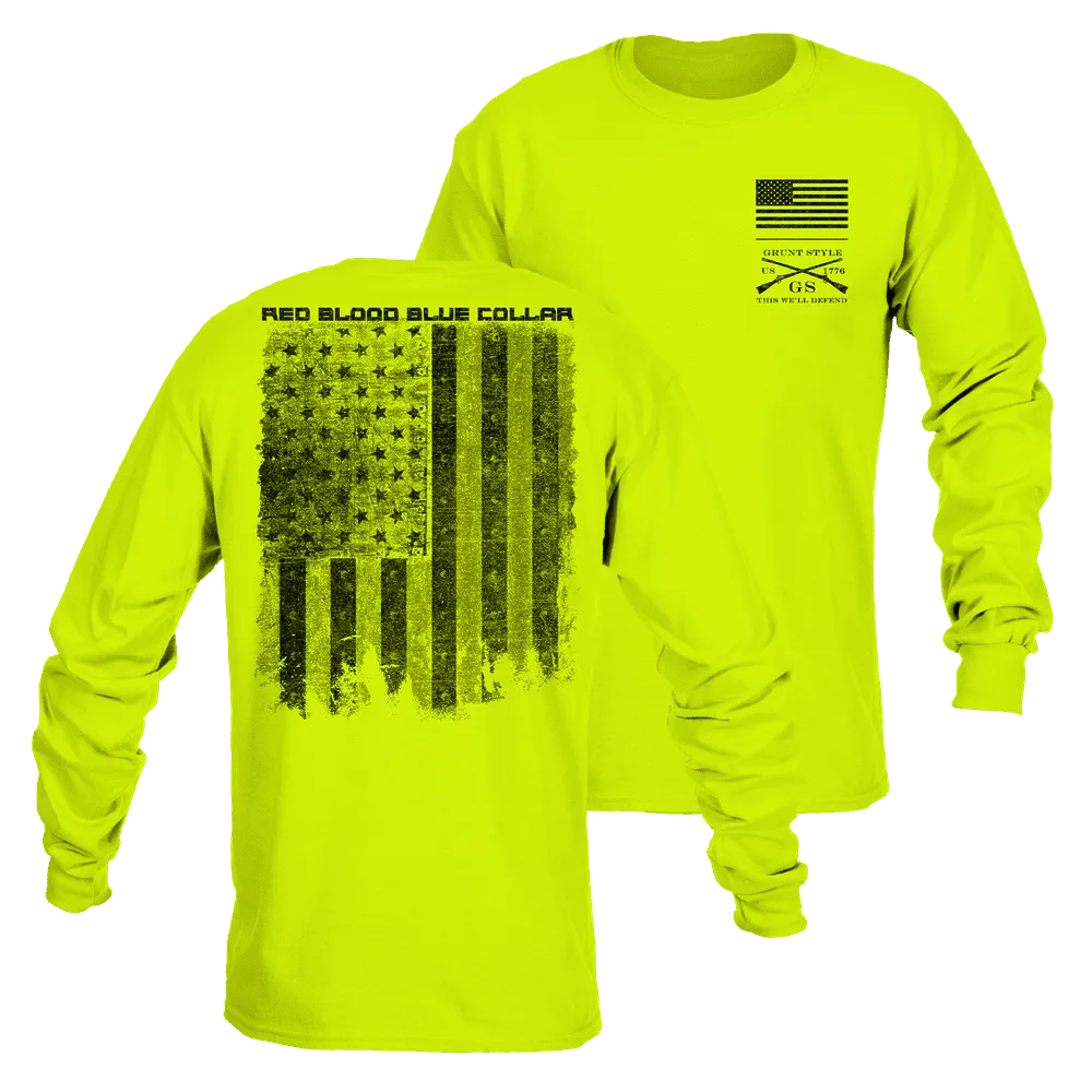 Red Blood Blue Collar® Long Sleeve - Safety Green