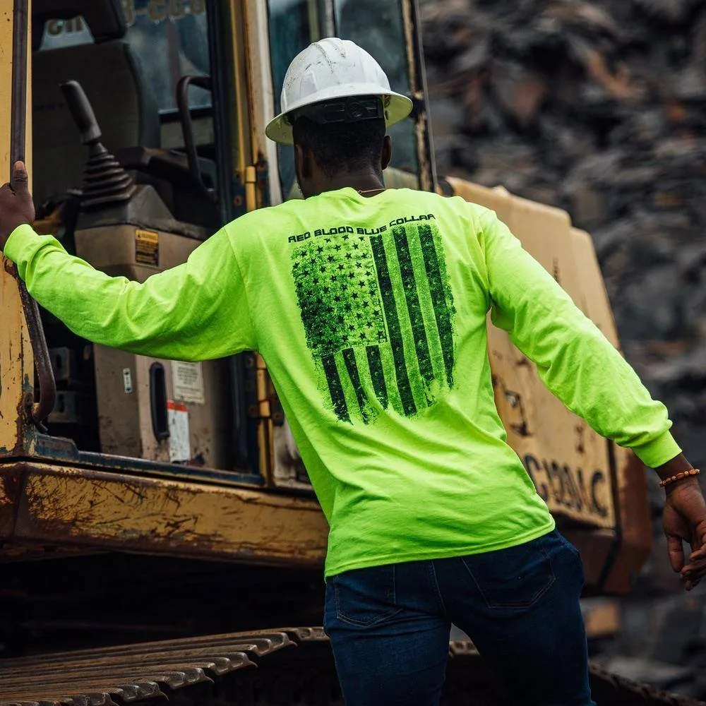 Red Blood Blue Collar® Long Sleeve - Safety Green
