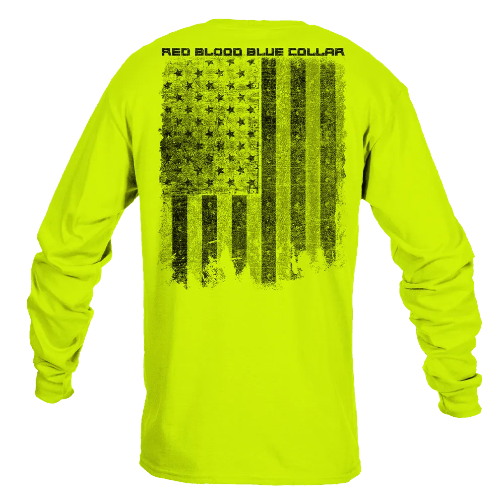 Red Blood Blue Collar® Long Sleeve - Safety Green