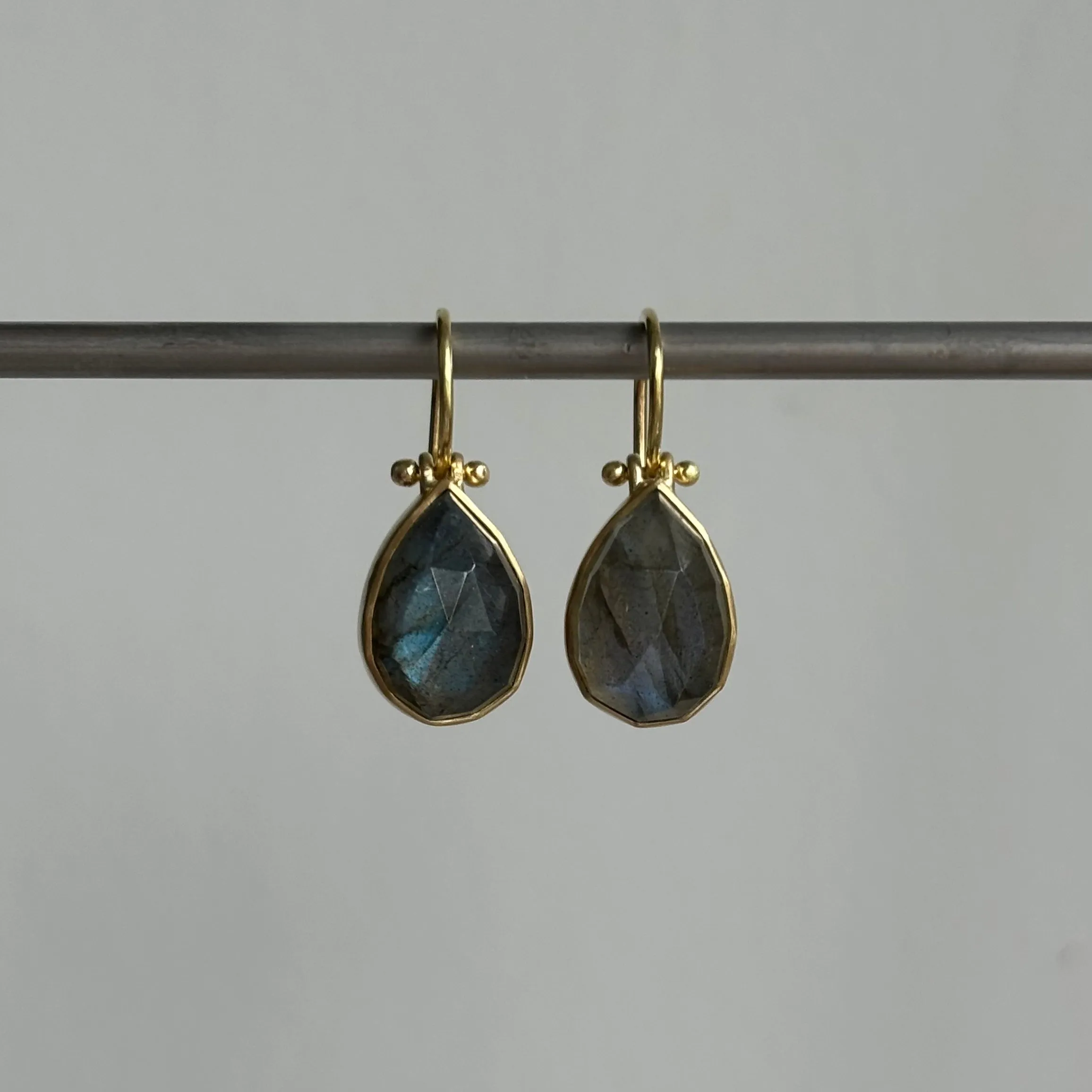 Rose Cut Labradorite Drop Earrings