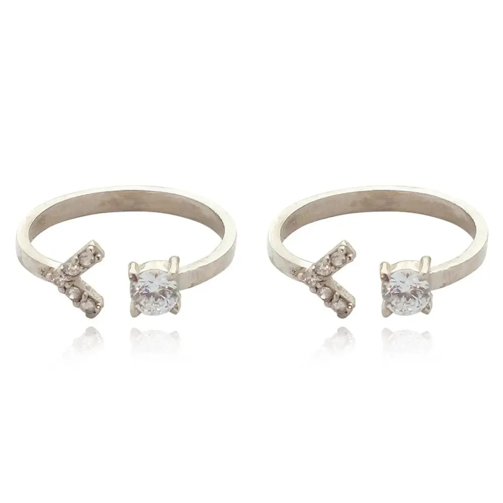 Silver 92.5 Big Zircon Toe Ring