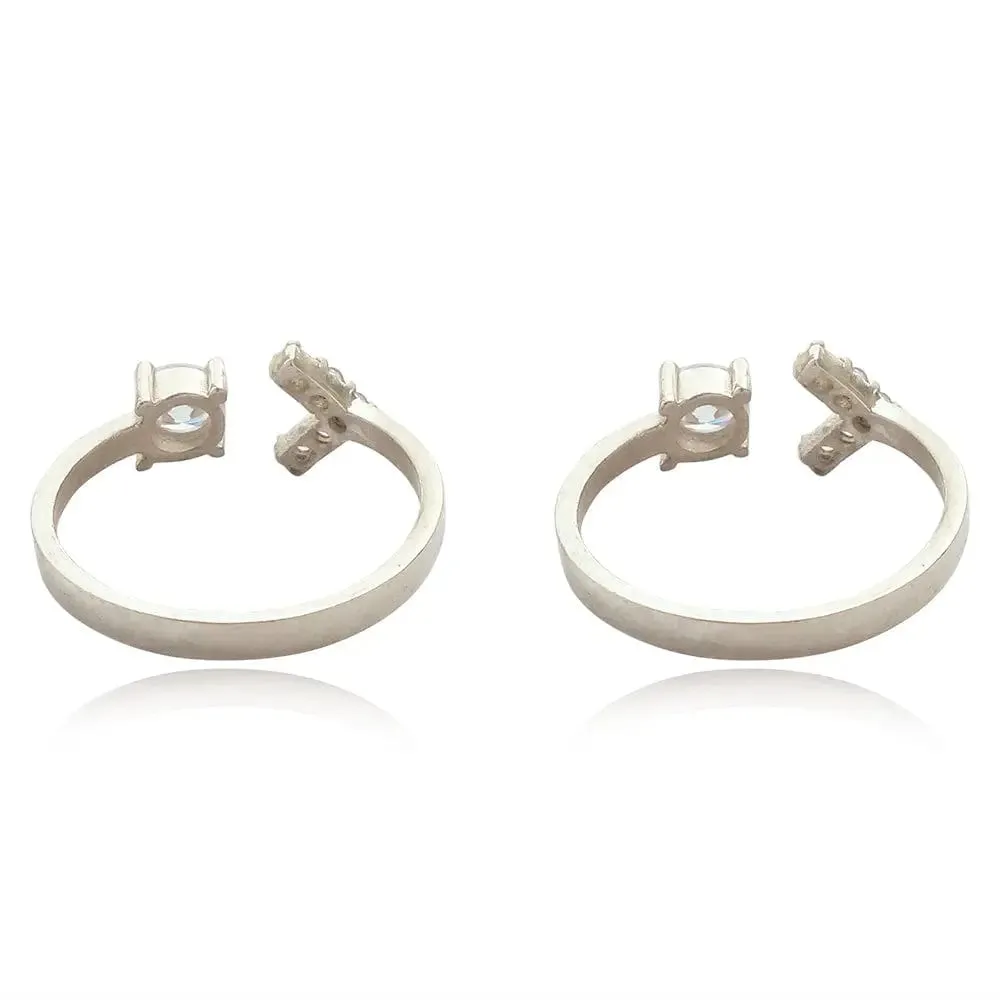 Silver 92.5 Big Zircon Toe Ring