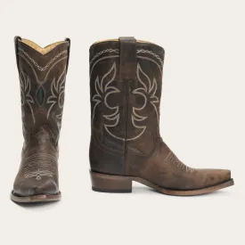 Stetson Women's Brown Iris Mid-Calf Embroidered Snip Toe Boots 0336