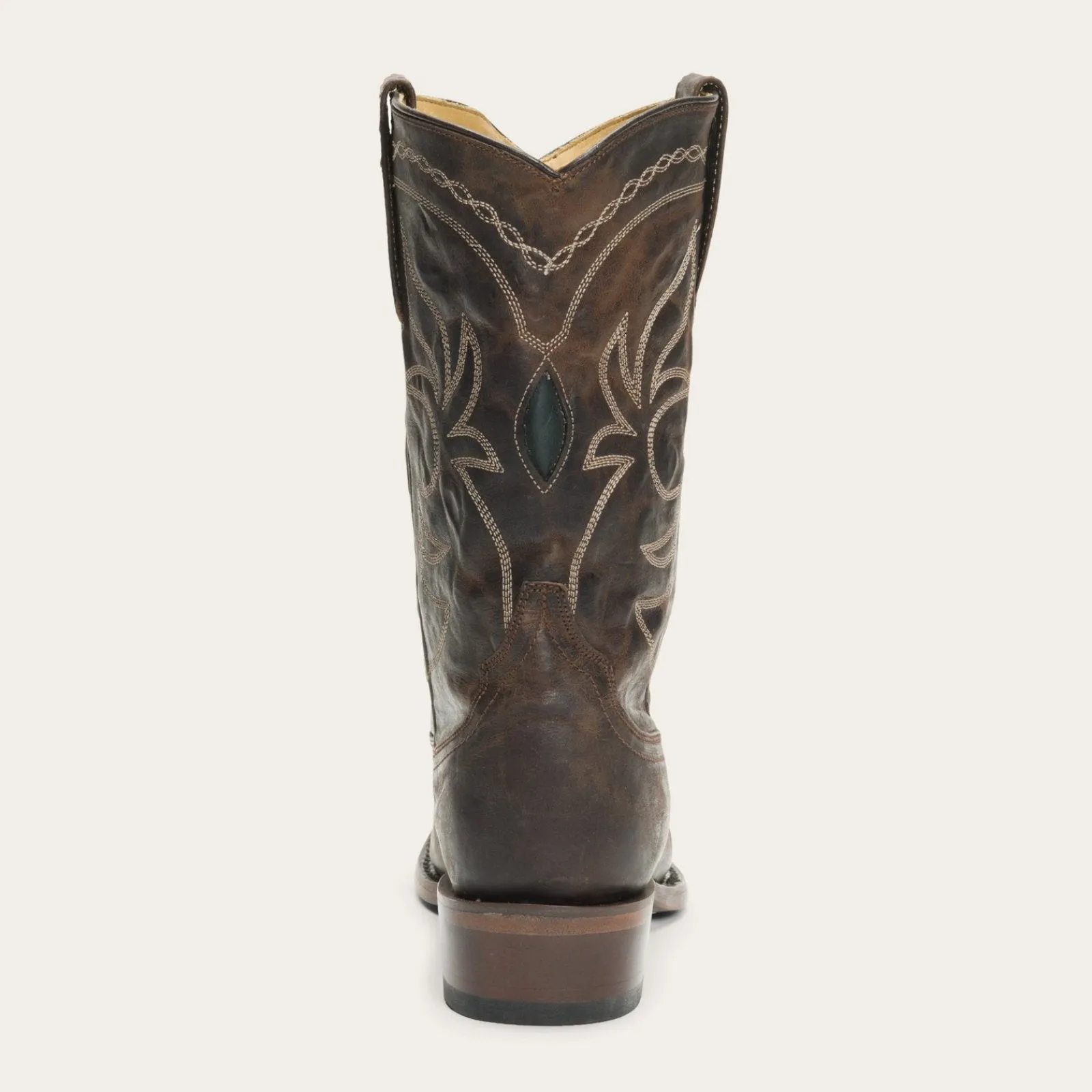 Stetson Women's Brown Iris Mid-Calf Embroidered Snip Toe Boots 0336