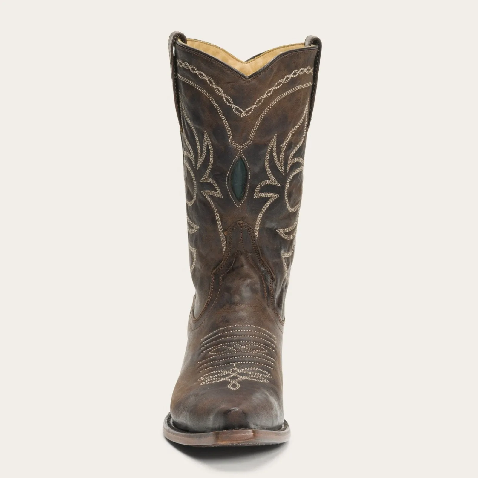 Stetson Women's Brown Iris Mid-Calf Embroidered Snip Toe Boots 0336
