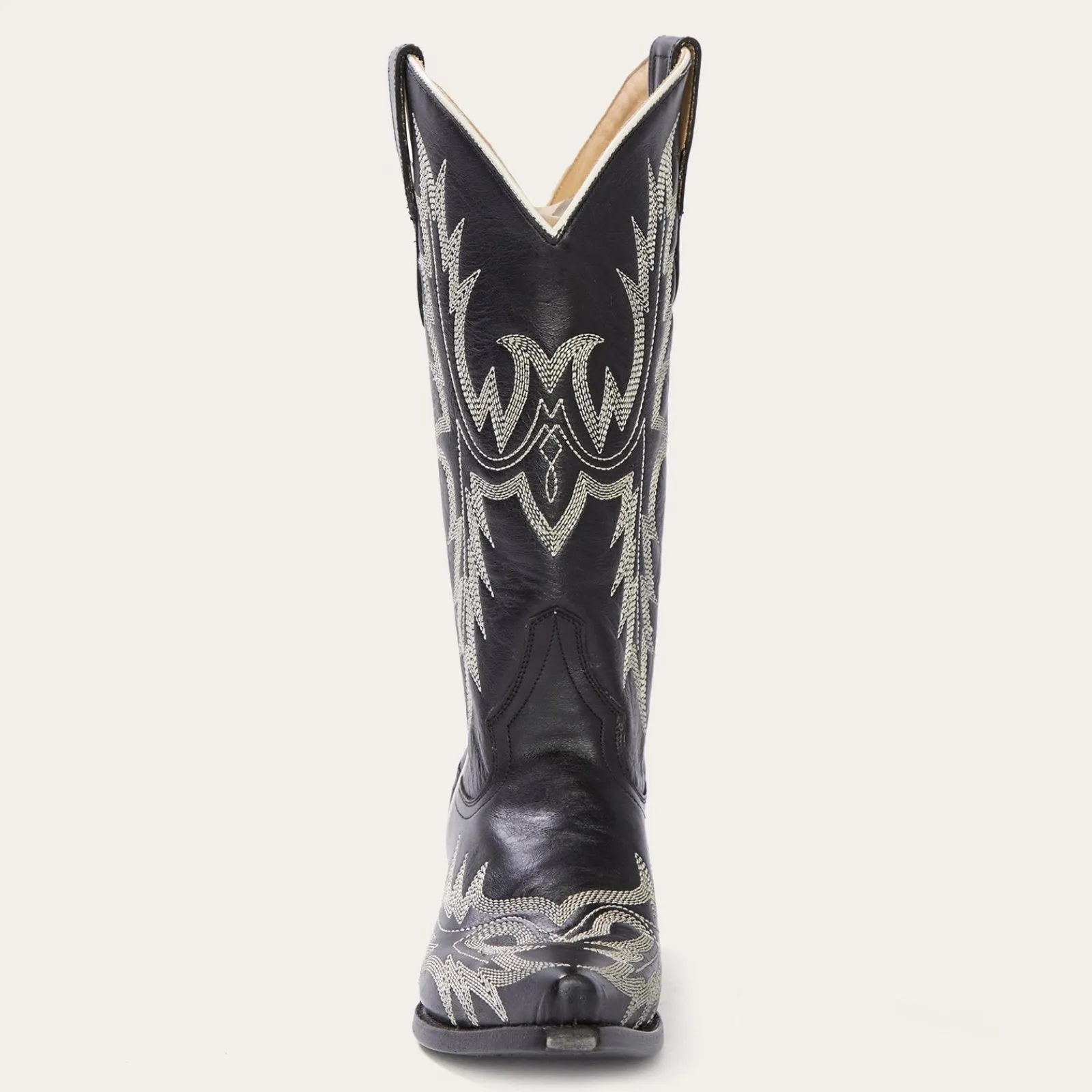 Stetson Women's Tina Black & White Flame Embroidered Snip Toe Boots 1003