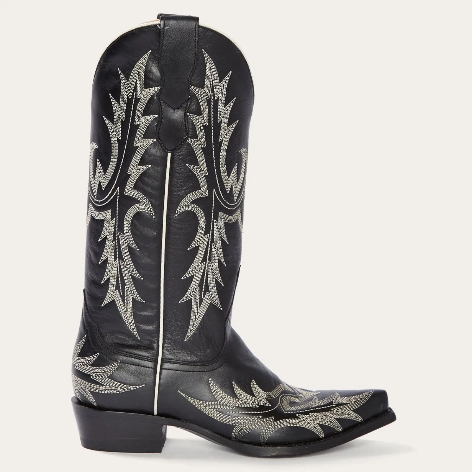Stetson Women's Tina Black & White Flame Embroidered Snip Toe Boots 1003