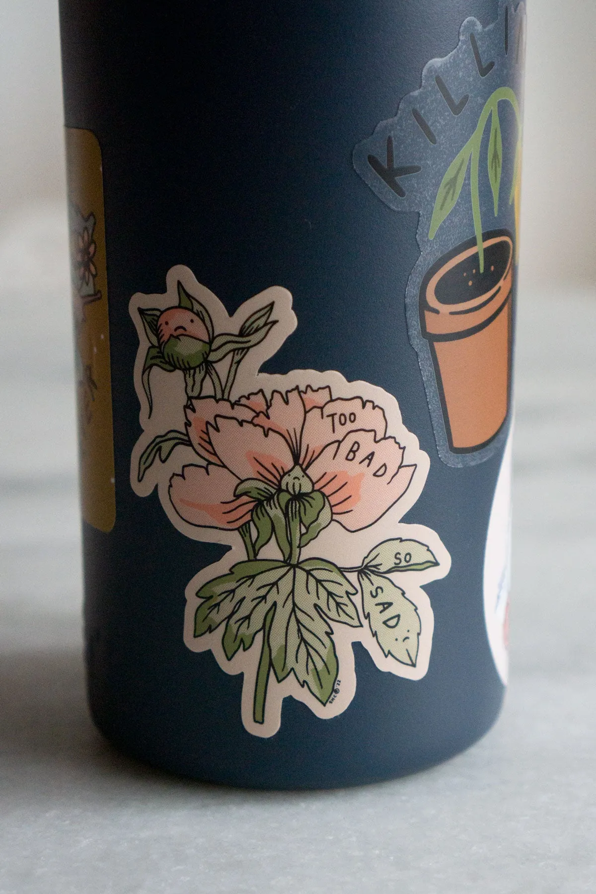 Too Bad (Peonies) Vinyl Sticker