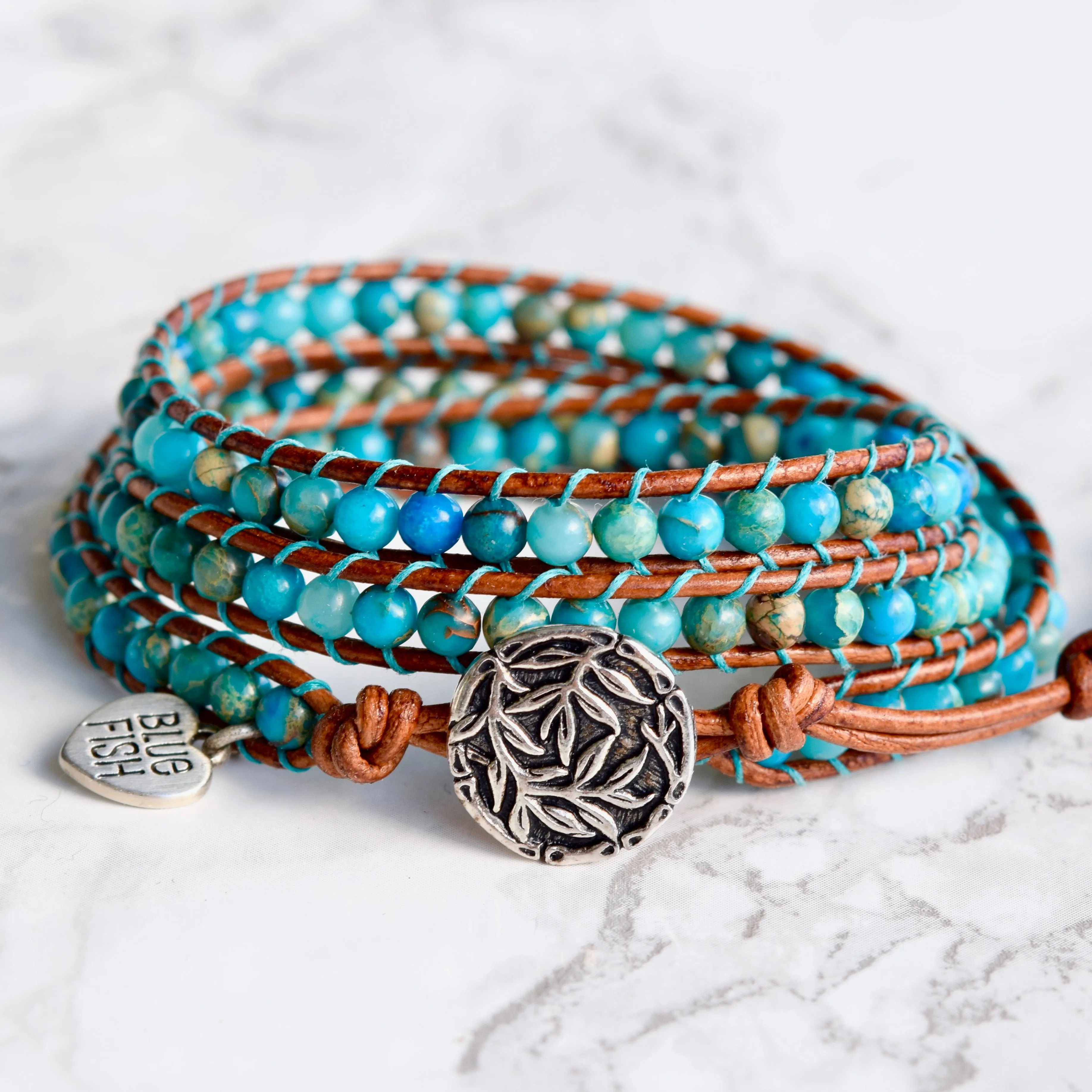 Turquoise Jasper 3 Layer Wrap Bracelet