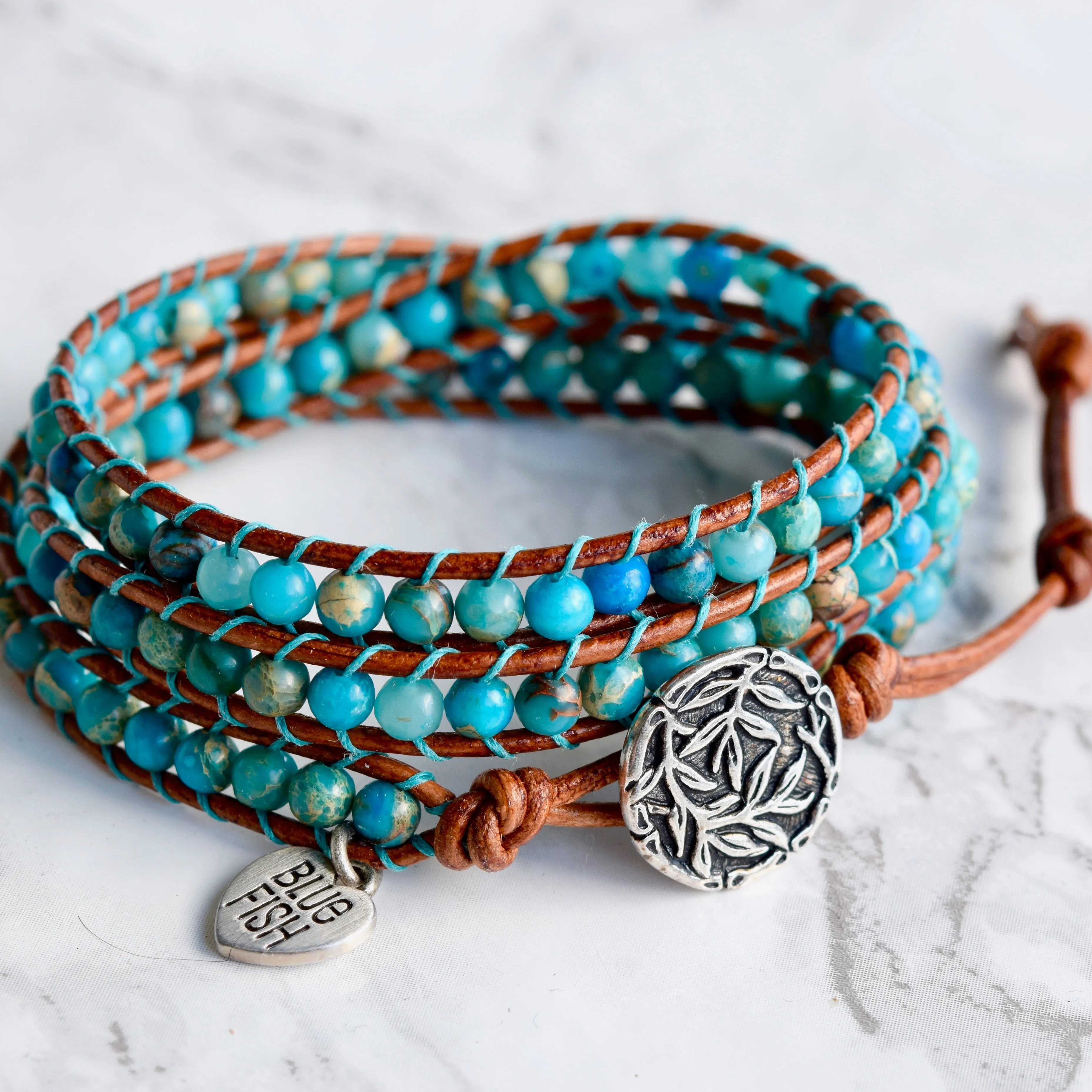 Turquoise Jasper 3 Layer Wrap Bracelet